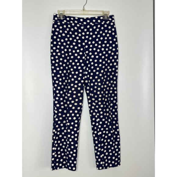 Kate Spade‎ Cloud Dot Straight Leg Cotton Blend Navy White Ankle Pant Size 2 - Picture 3 of 11